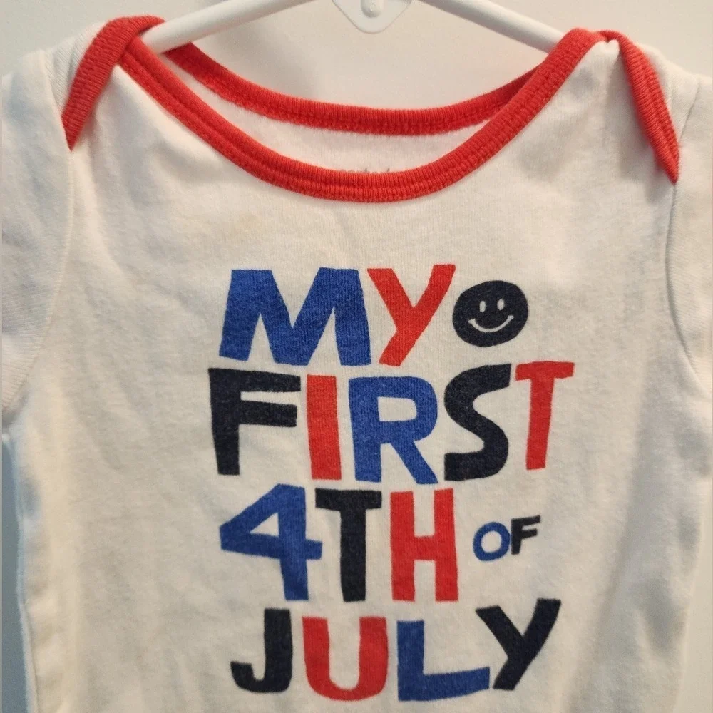 Kid's 9m Carter's‎ white fouth of July onesie patriotic Heroic Holiday America